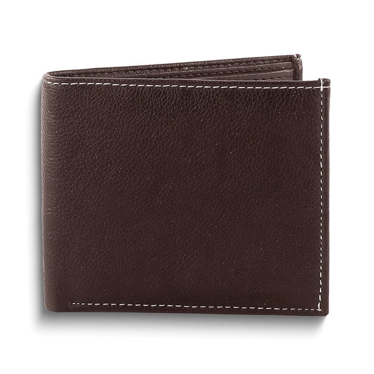 Brown Soft Vegan Leather 7-Slot Bi-Fold Wallet with Top Flap and 2 ID Windows