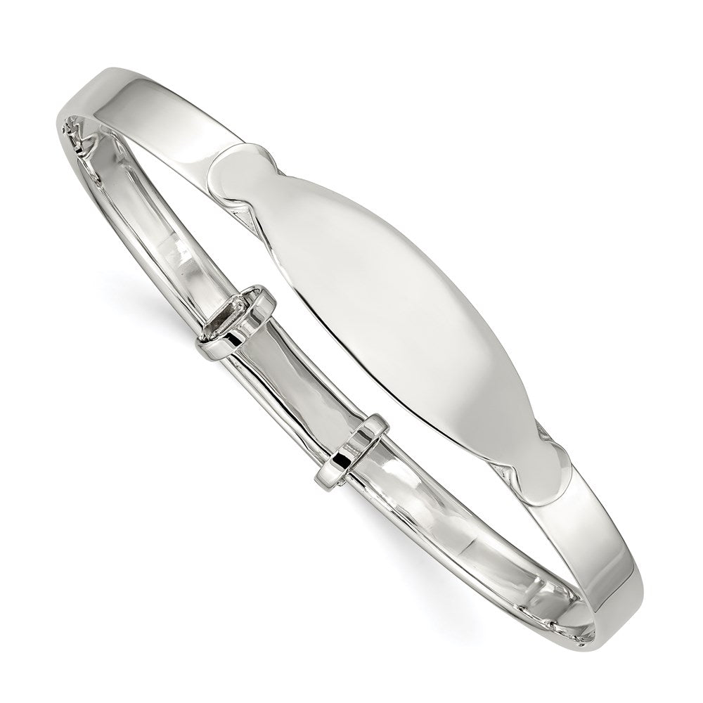 Sterling Silver Polished Adjustable ID Baby Bangle Bracelet 6 inches