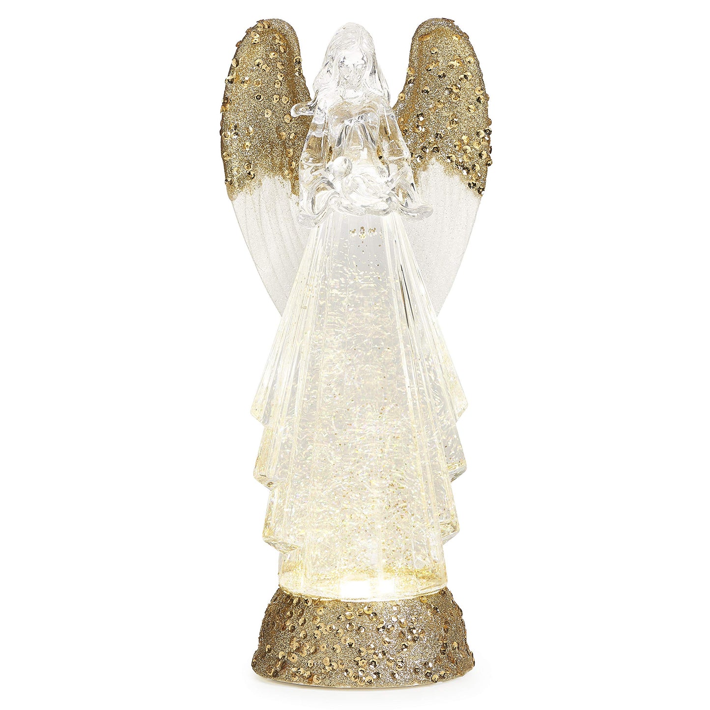 Roman 133404 Led Swirl Gold Angel with Bird, 12.5 inch
