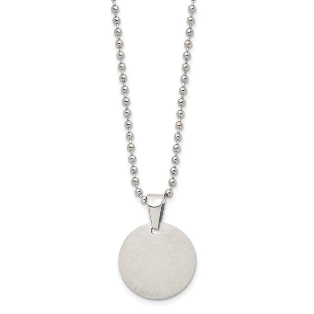 Stainless Steel Brushed & Polished Round 2mm Dog Tag 24in Necklace
