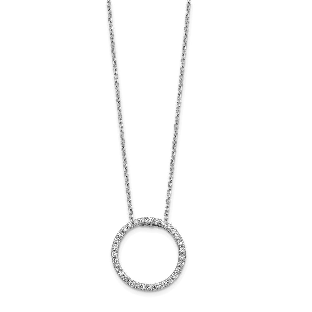 14k White Gold Diamond Circle 18 inch Necklace