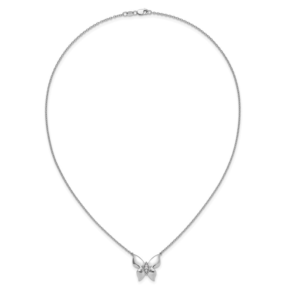 White Ice Sterling Silver Rhodium-plated Diamond Butterfly 18 inch Necklace plus 2 inch Extender 18 Inches