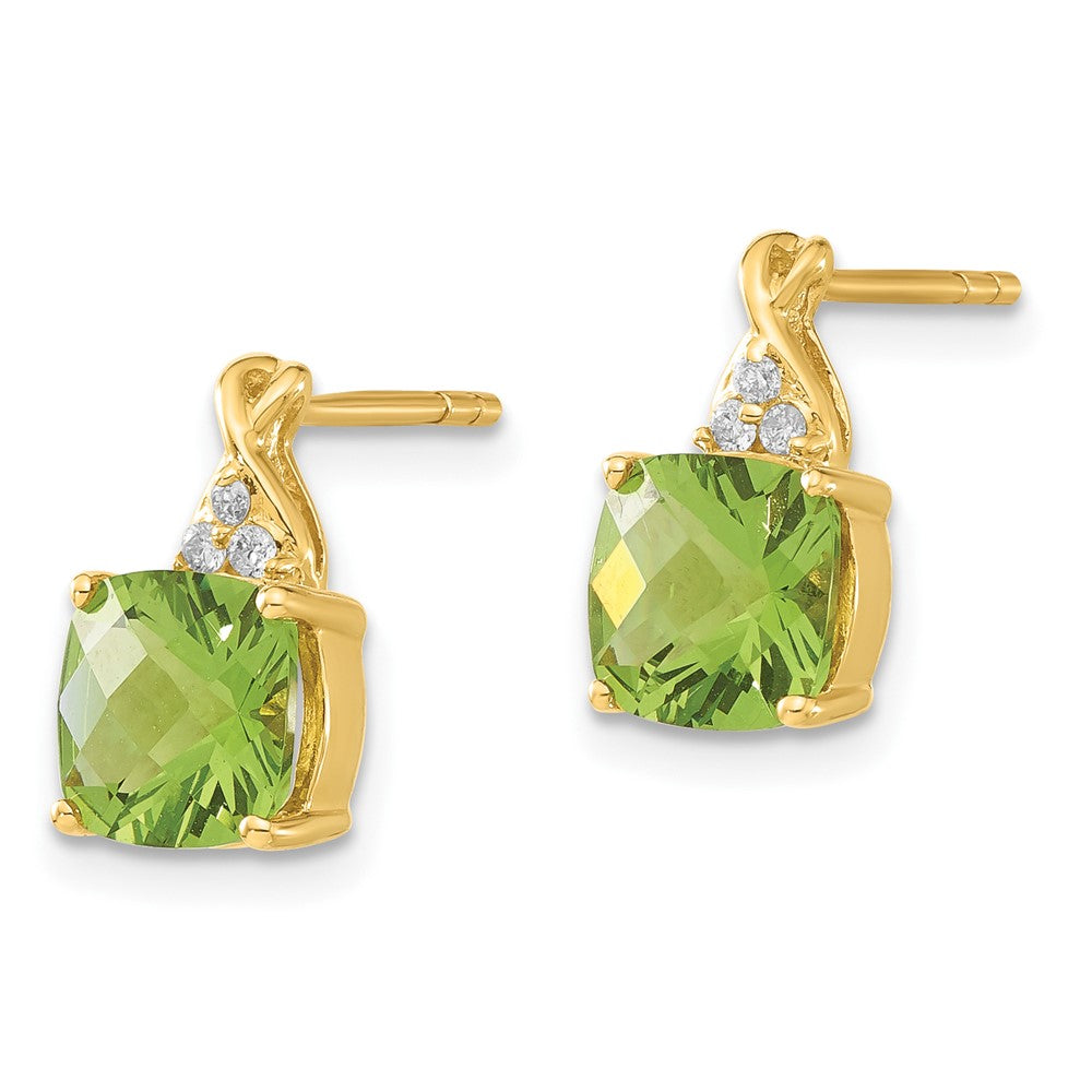 14ky Synthetic Peridot & Diamond Earrings