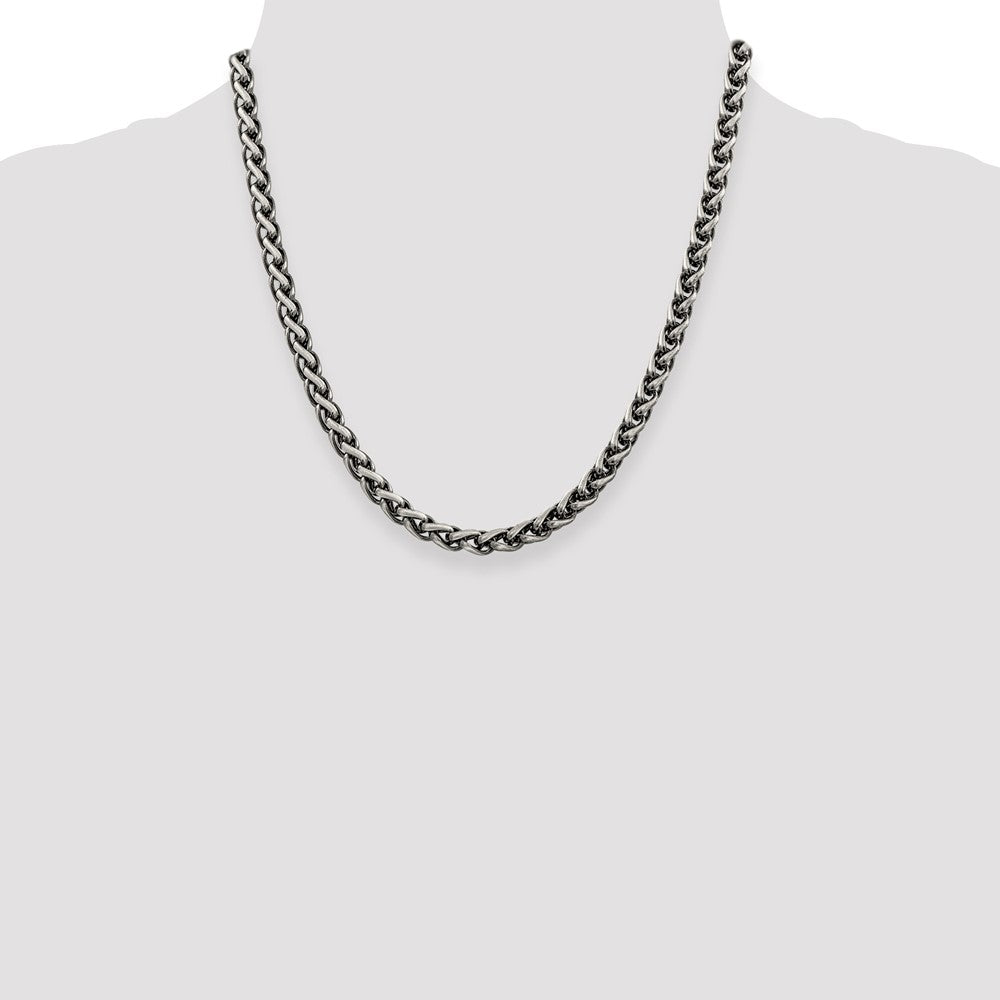 Sterling Silver Antiqued 6mm Round Spiga Chain 20 Inches