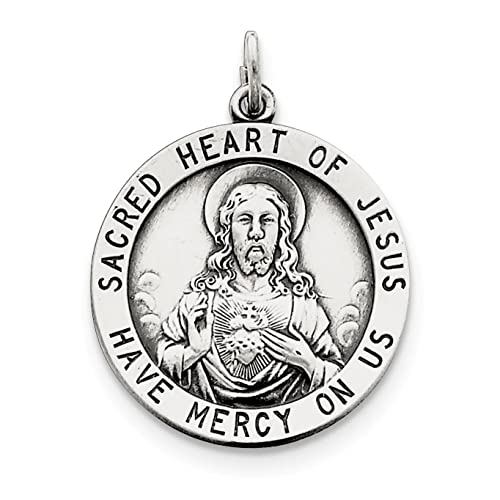 Sterling Silver Antiqued Sacred Heart of Jesus Medal