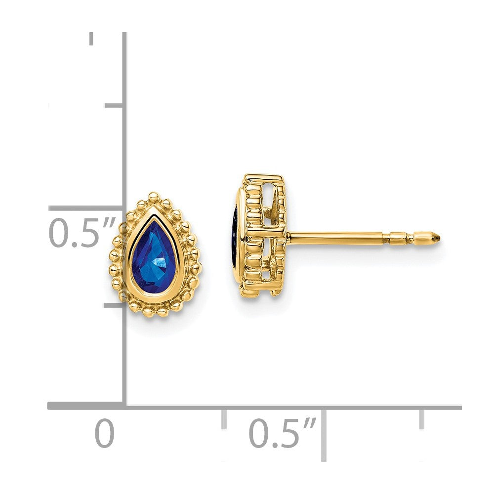 14k Pear Sapphire Post Earrings