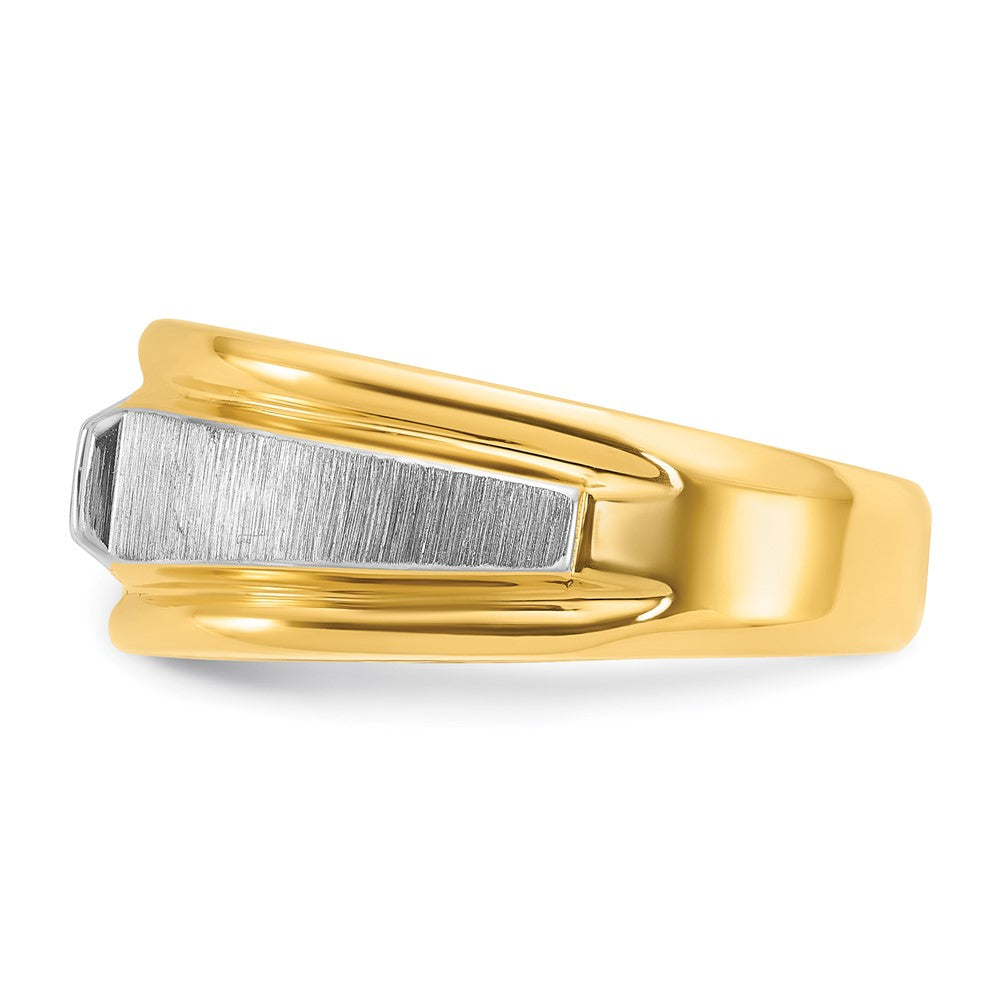 14k Two-tone IBGoodman Men's Polished and Satin 1/4 carat Diamond Complete Ring
