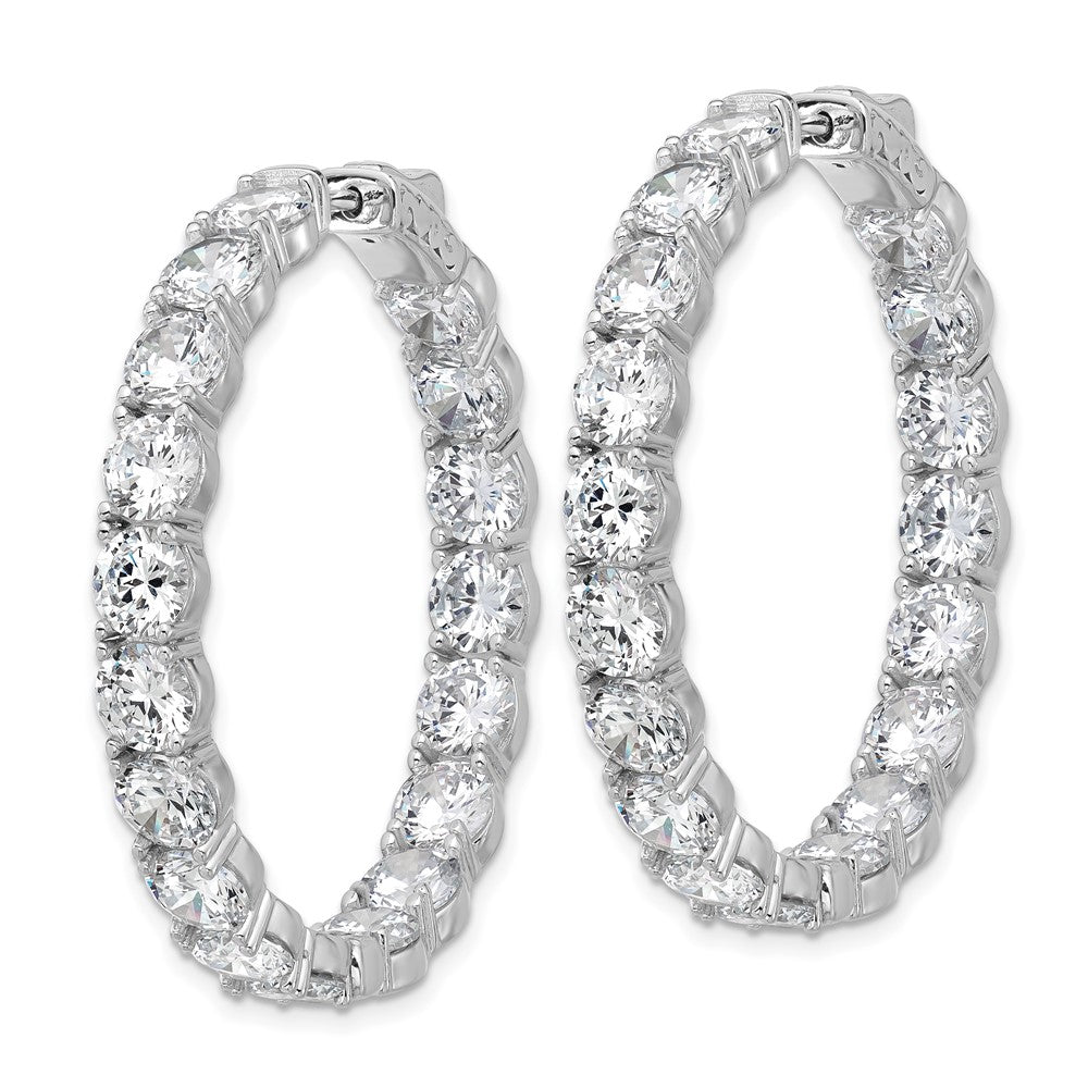 Sterling Shimmer Sterling Silver Rhodium-plated 5.2mm CZ 36 Stone In and Out Hinged Hoop Earrings