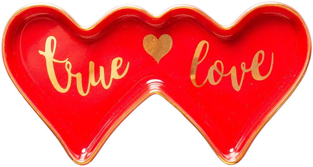 Double-Hearted Ceramic Trinket Plate and Decorative Jewelry Dish