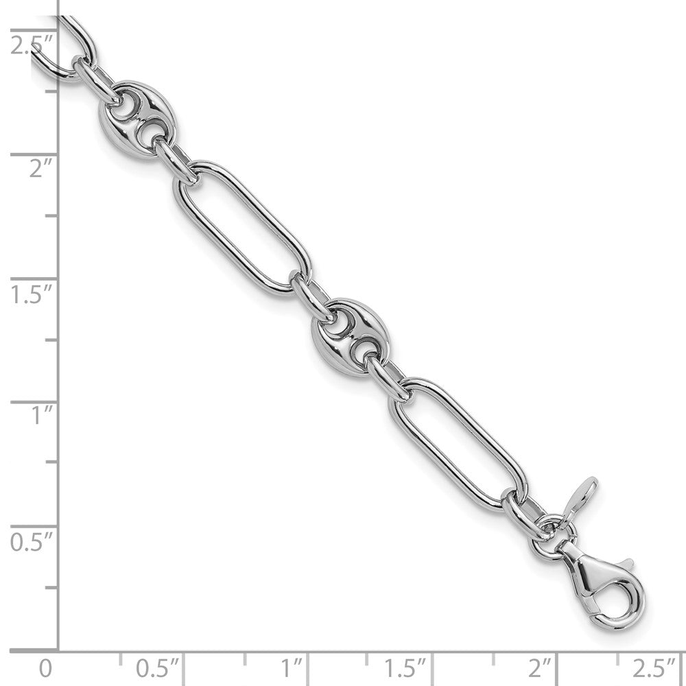 Sterling Silver RH-plated Polished with 1in. ext Link Bracelet 8  inches