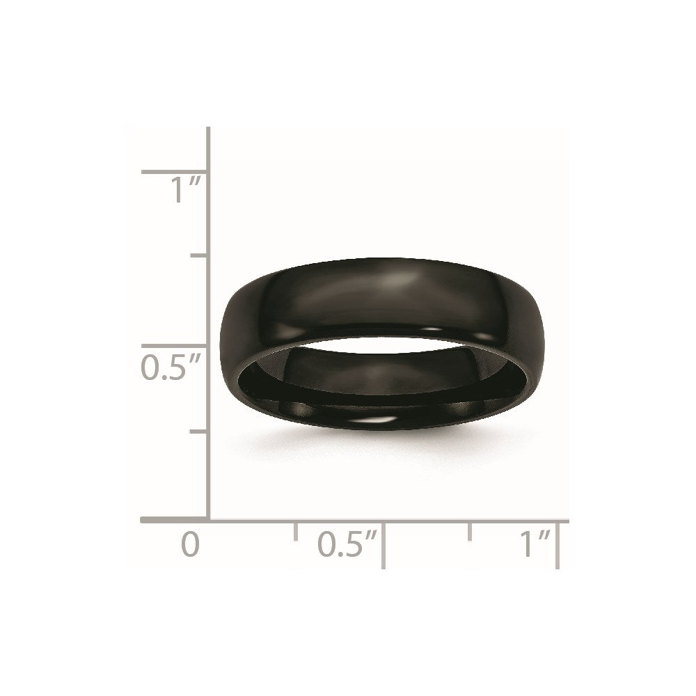 Stainless Steel 6mm Black IP-plated Polished Band Size - 13