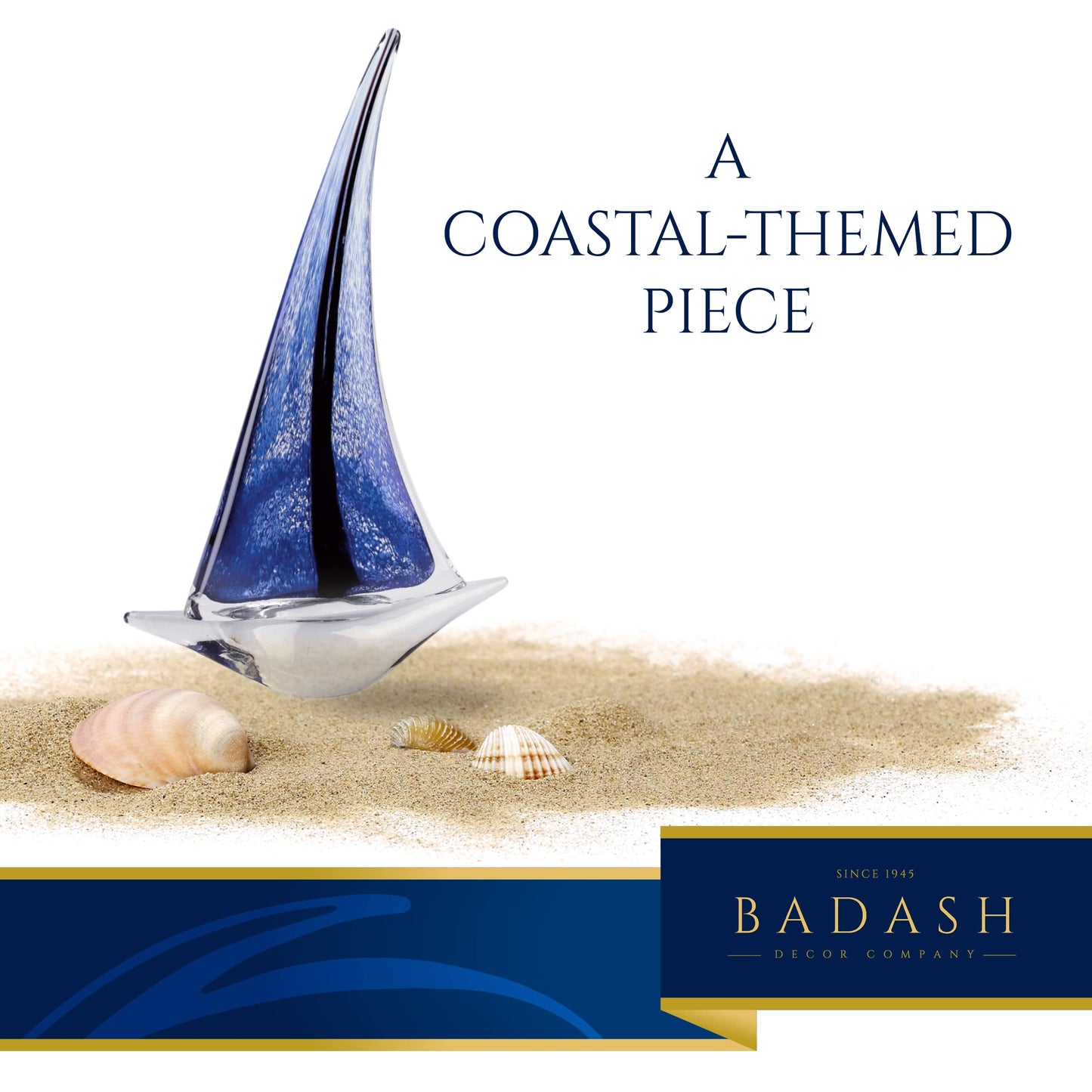 Badash Artistic Blue Sailboat Handcrafted Glass Figurine QGM23764