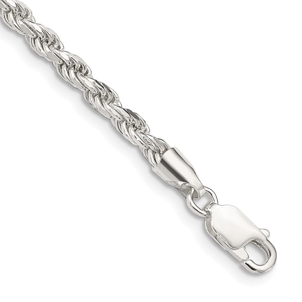 Sterling Silver 3.2mm Diamond-cut Rope Chain 8 inches