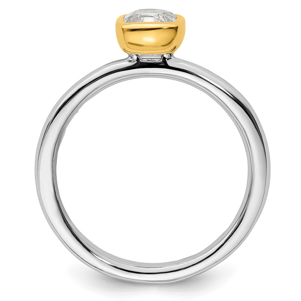 Sterling Silver Stackable Expressions w/Gold-plated White Topaz Ring Size -10