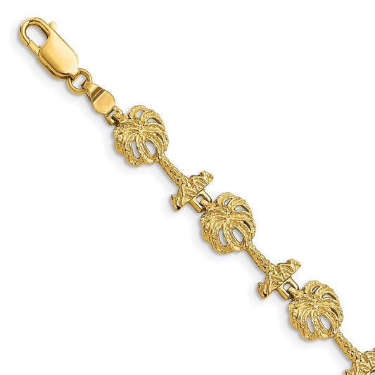 14k Palm Tree Bracelet 7.5  inches