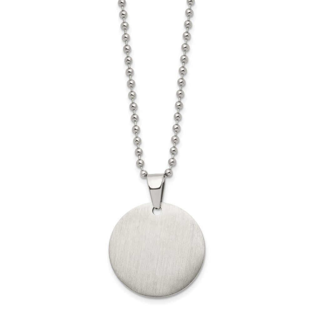 Stainless Steel Brushed & Polished Round 2mm Dog Tag 24in Necklace