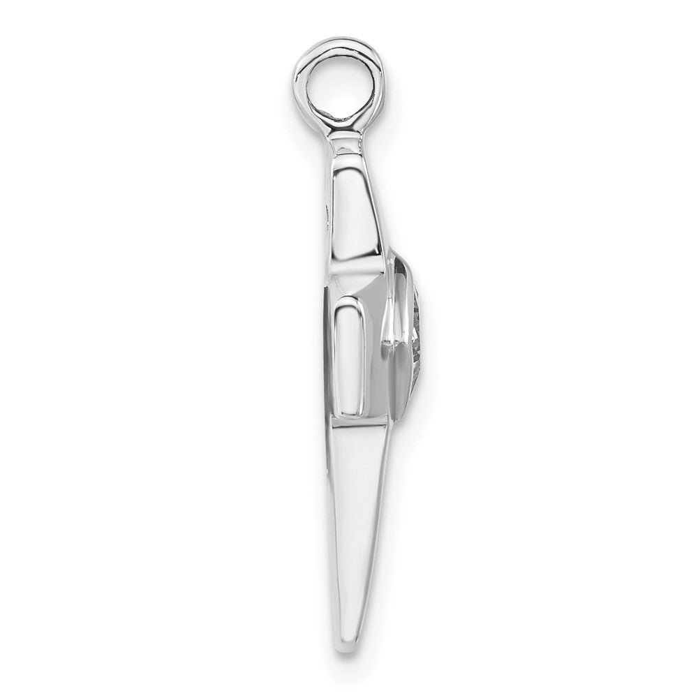 Sterling Silver Polished CZ Cross Pendant