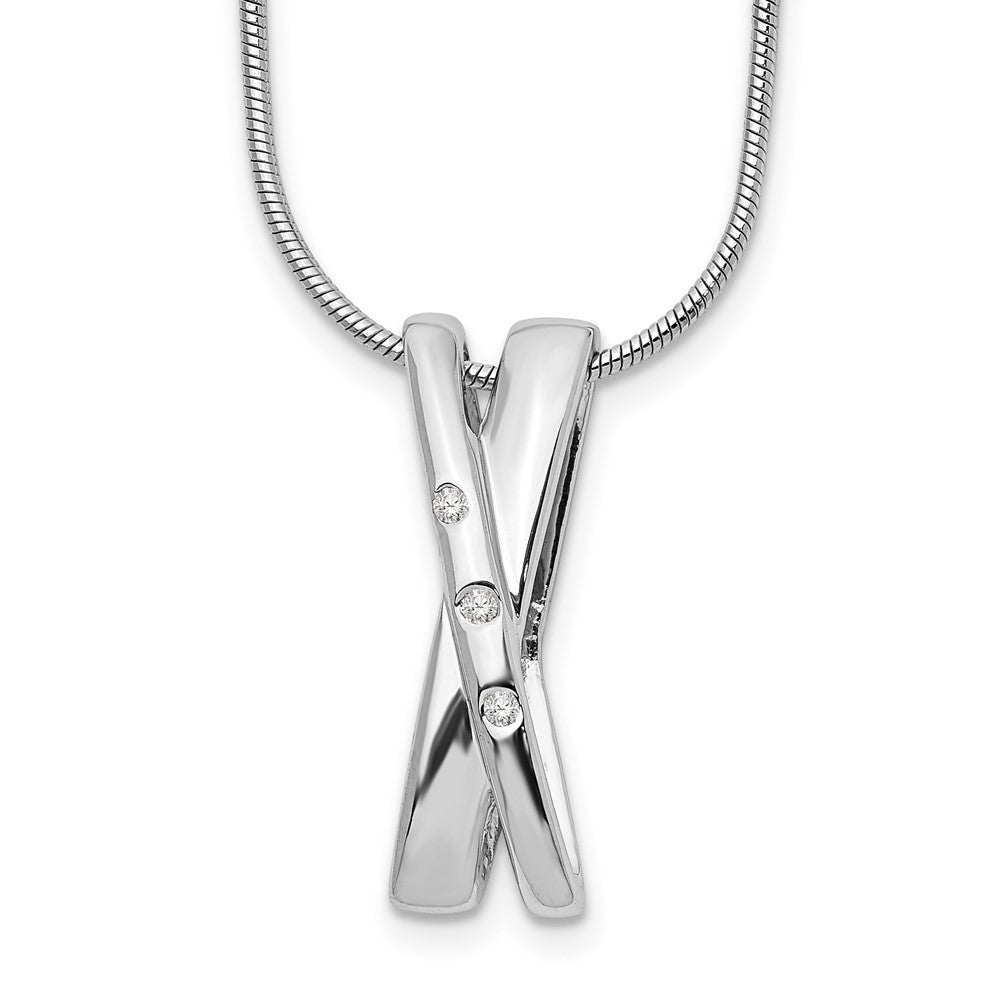 White Ice Sterling Silver Rhodium-plated 18 Inch Diamond Crossover Necklace with 2 Inch Extender 18 Inches