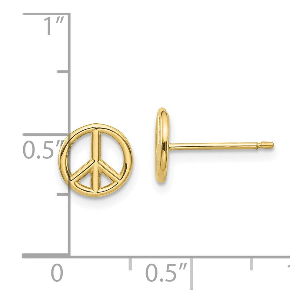 10K Polished Peace Symbol Post Earrings