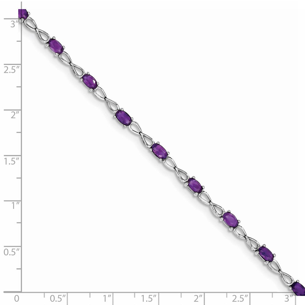 Sterling Silver Rhodium-plated Amethyst Bracelet 7 inches