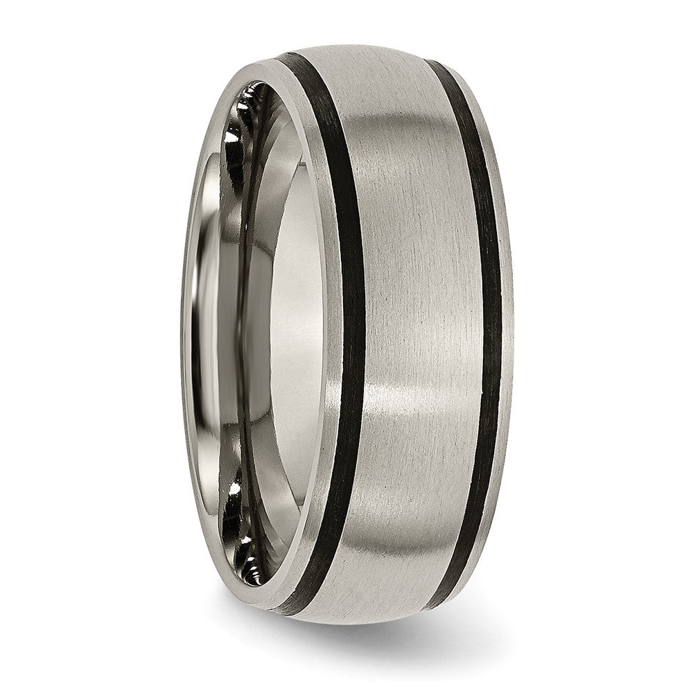 Titanium Brushed with Black Rubber 8mm Band Size - 11.5