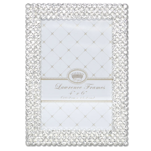 Lawrence Frames 4x6 Juliet Silver Metal Tabletop Picture Frame with Crystals