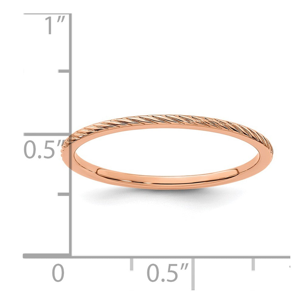 10K Rose Gold 1.2mm Twisted Wire Pattern Stackable Band Size 10