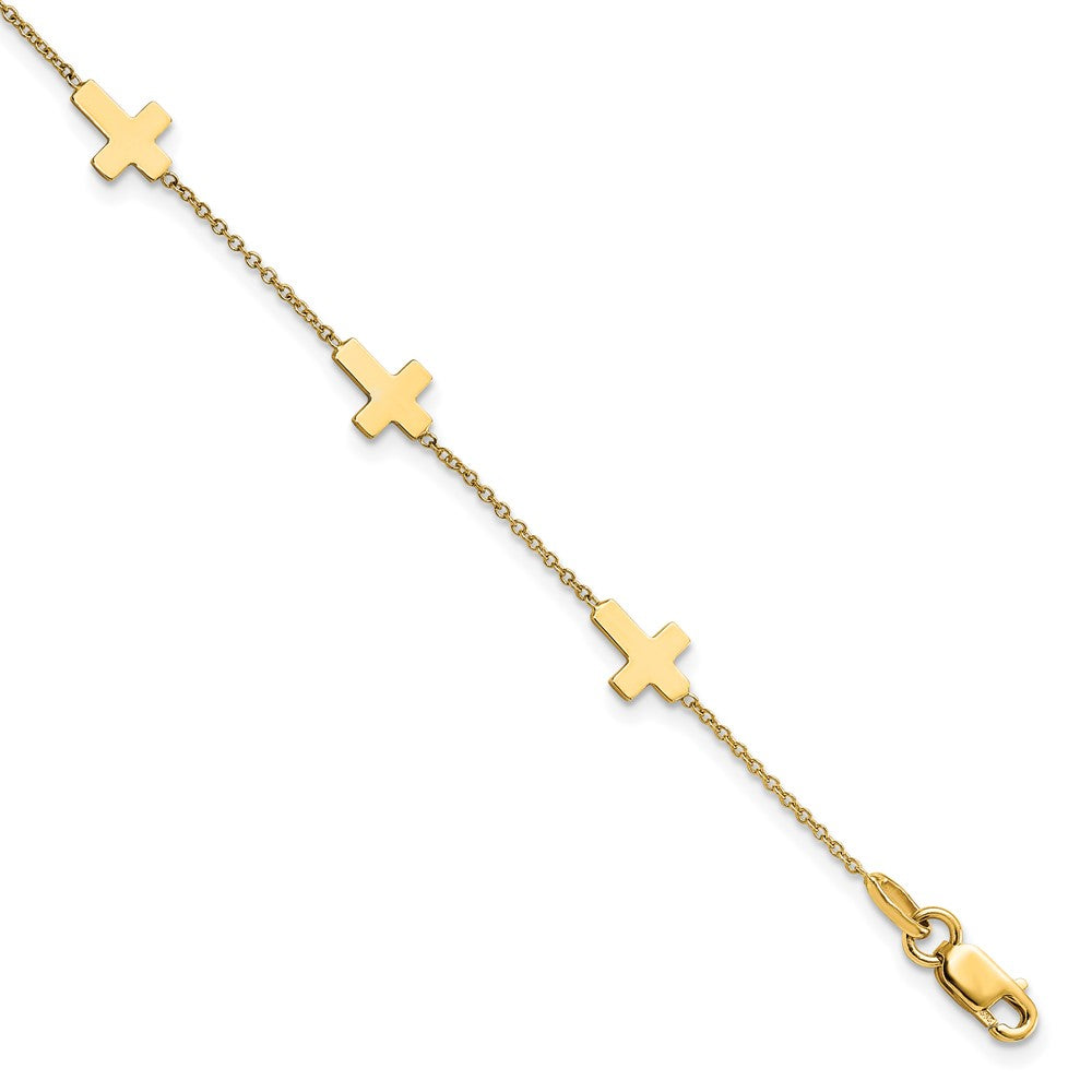 14k Polished Cross Bracelet 7.5  inches