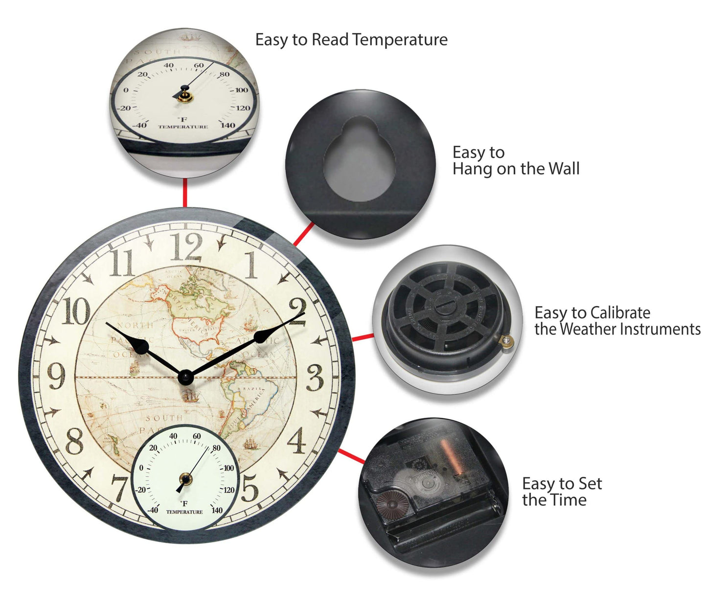 Infinity Instruments Orbis Black All Weather Clock Black Transitional Analog Display Wall Clock