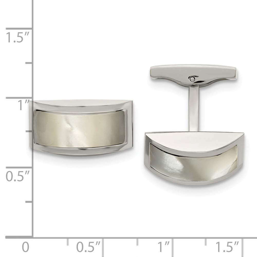 Stainless Steel Polished Cat's Eye Cuff Links