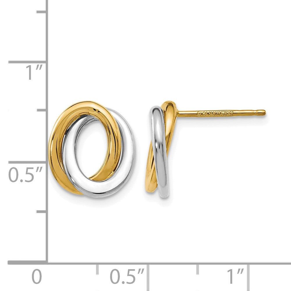 14K Two-tone Polished Love Knot Earrings with Heavy Back