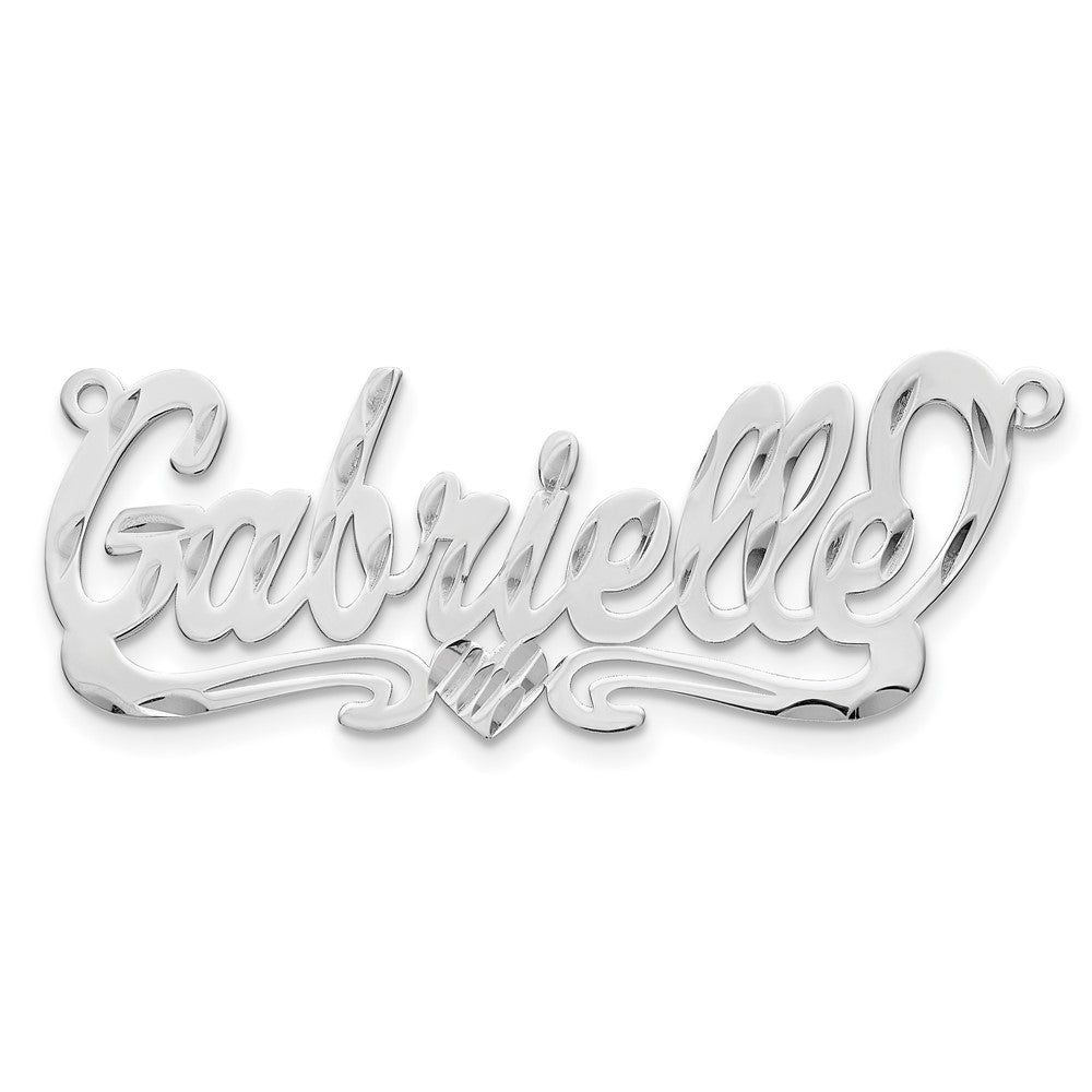 Sterling Silver/Rhodium-plated Diamond-cut Heart Name Plate