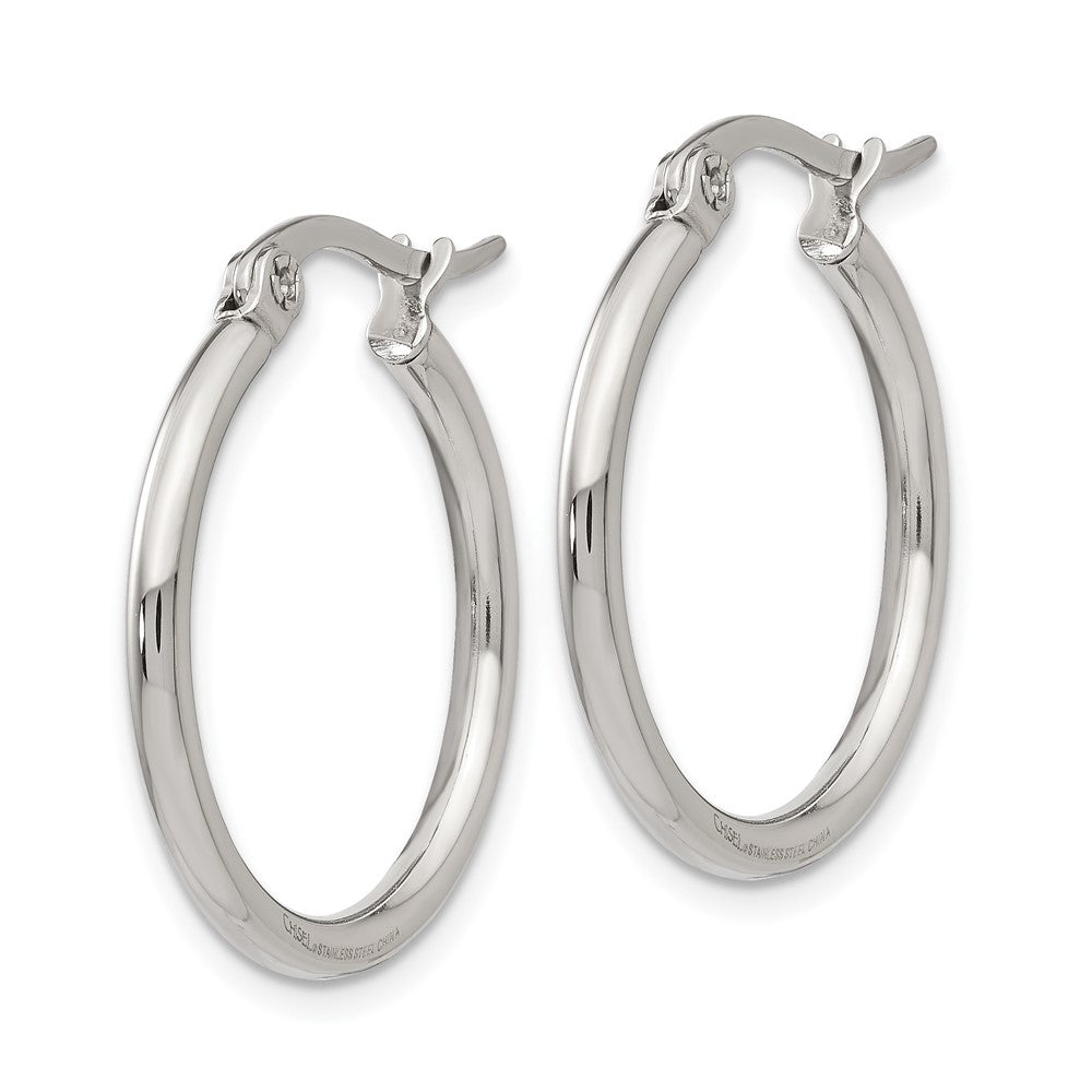 Stainless Steel Polished 22mm Diameter Hoop Earrings