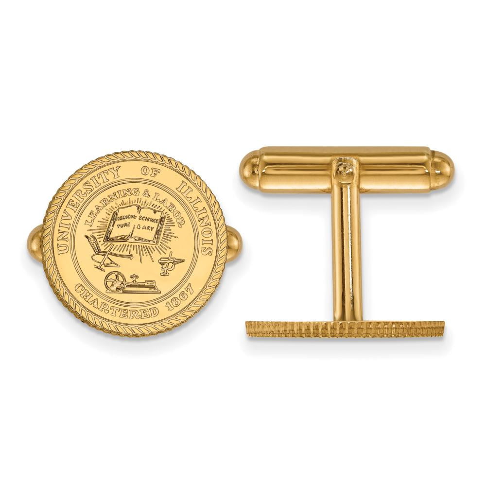 Men's University of Illinois 14k Gold Plated Silver University of Illinois Crest Cuff Links