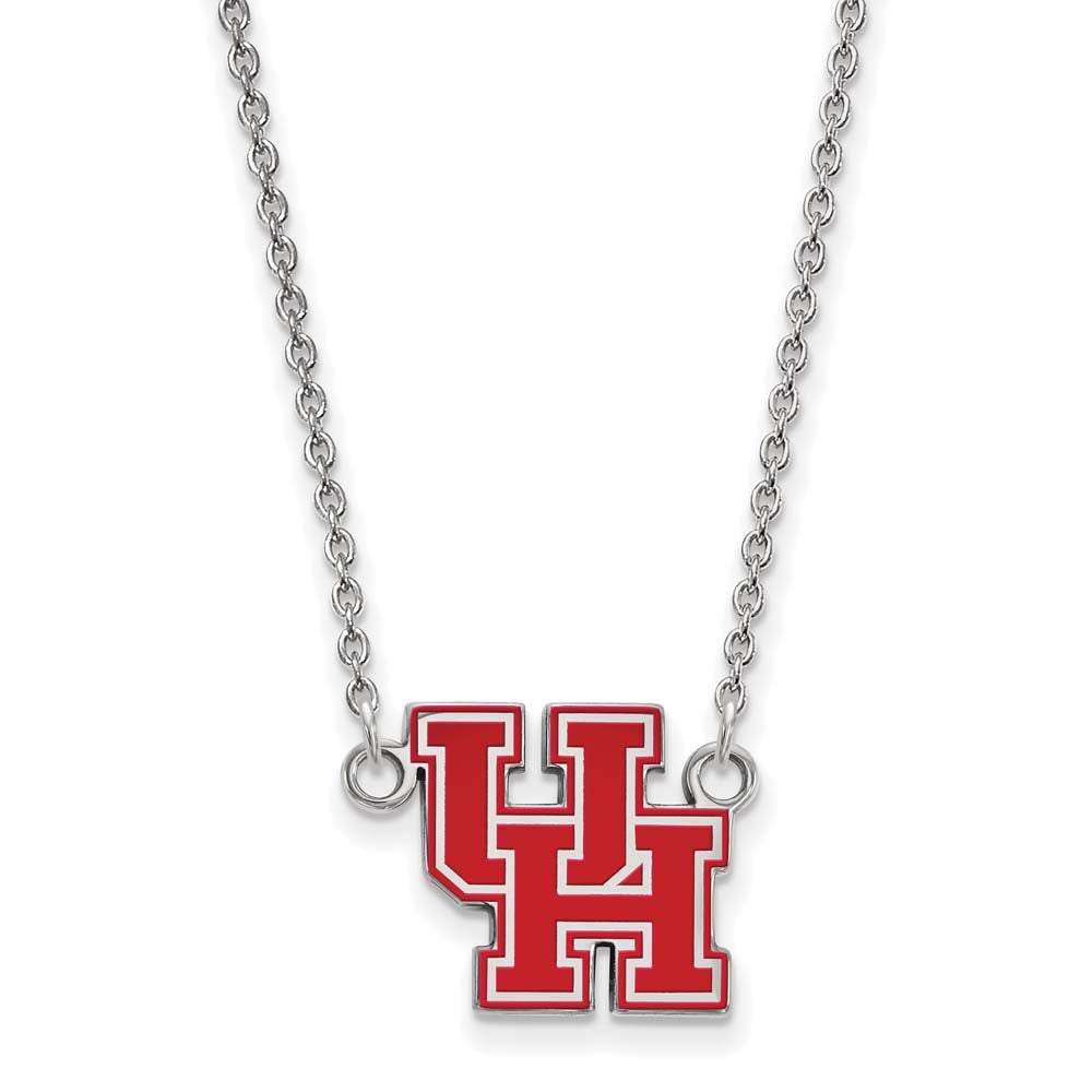 LogoArt Sterling Silver University Of Houston Small Enamel Pendant Necklace
