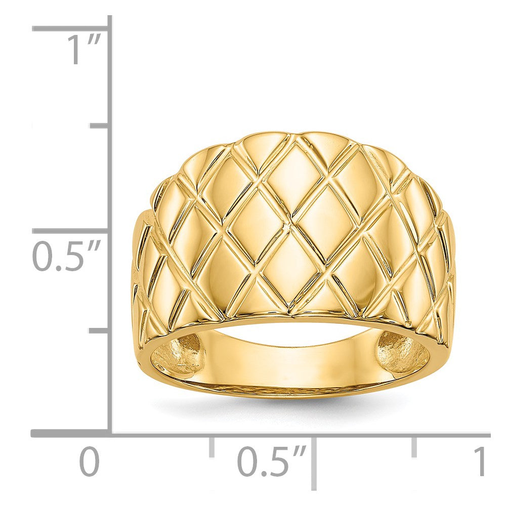 14K Marquise Pattern Dome Ring Size 7