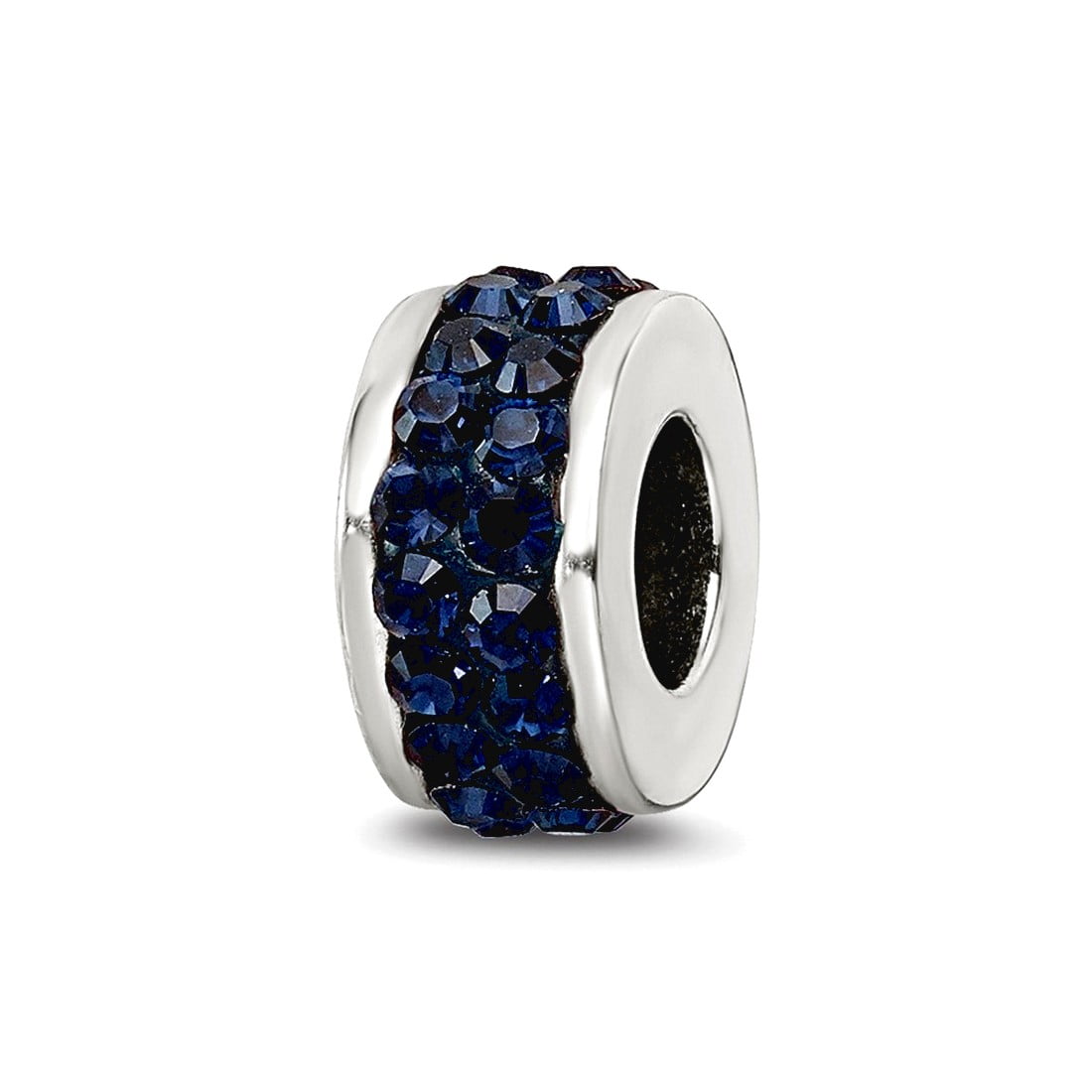 Sterling Silver Reflections Dark Blue Double Row Preciosa Crystal Bead