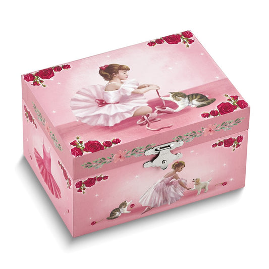 Childrens Ballerina Mirrored Musical Jewelry Box (Plays Sur le pont d' Avignon)
