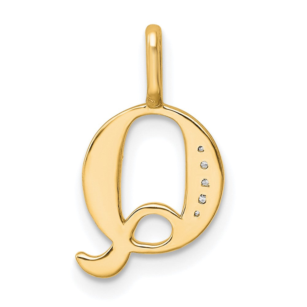 14k Diamond Letter Q Initial Pendant