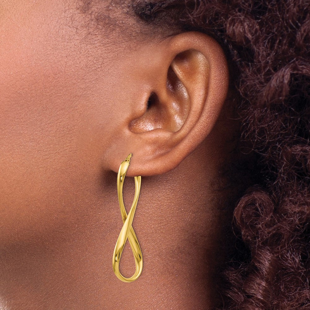 14K Polished Infinity Hoop Earrings