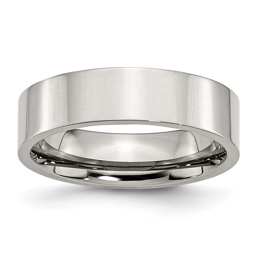 Stainless Steel Polished 6mm Flat Band Size - 13
