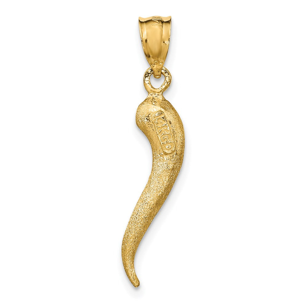 14K Brushed 3D Italian Horn Pendant