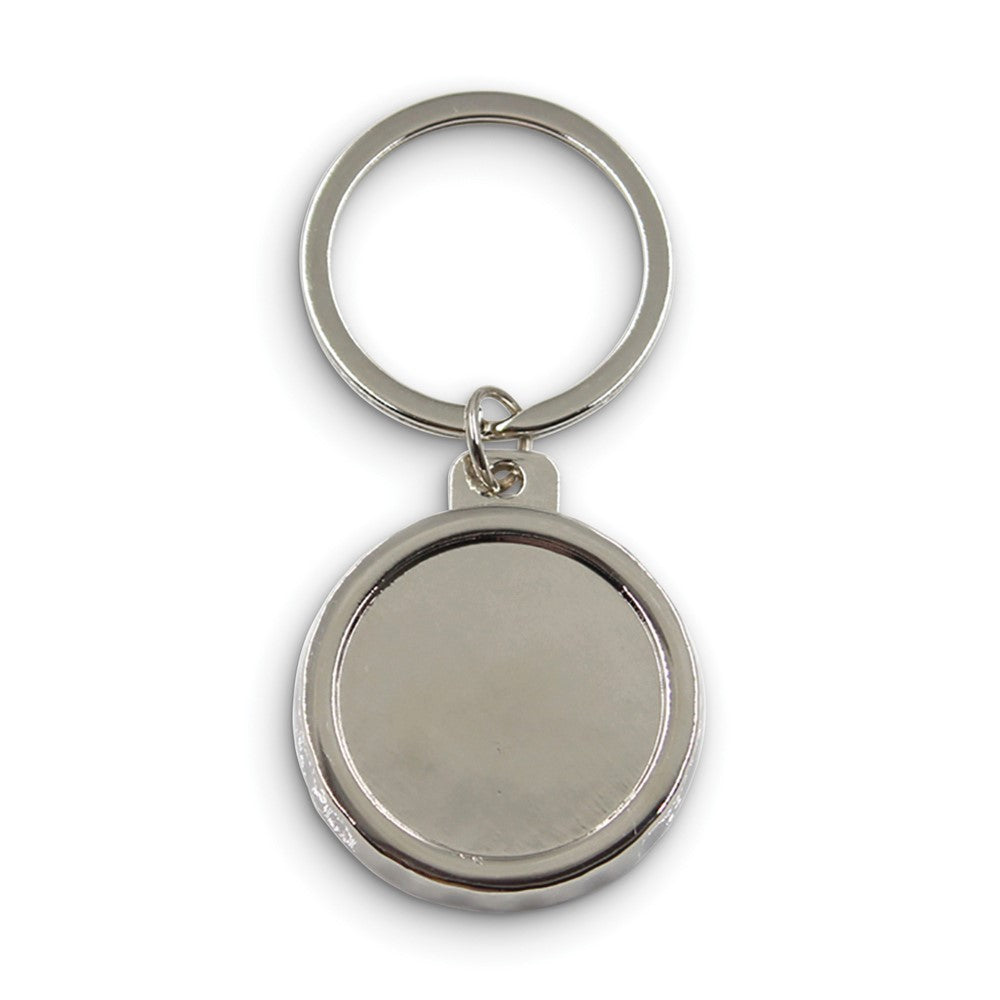 Silver-tone Polished Circle Bottle Opener Key Ring