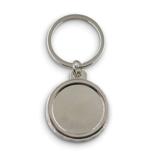 Silver-tone Polished Circle Bottle Opener Key Ring