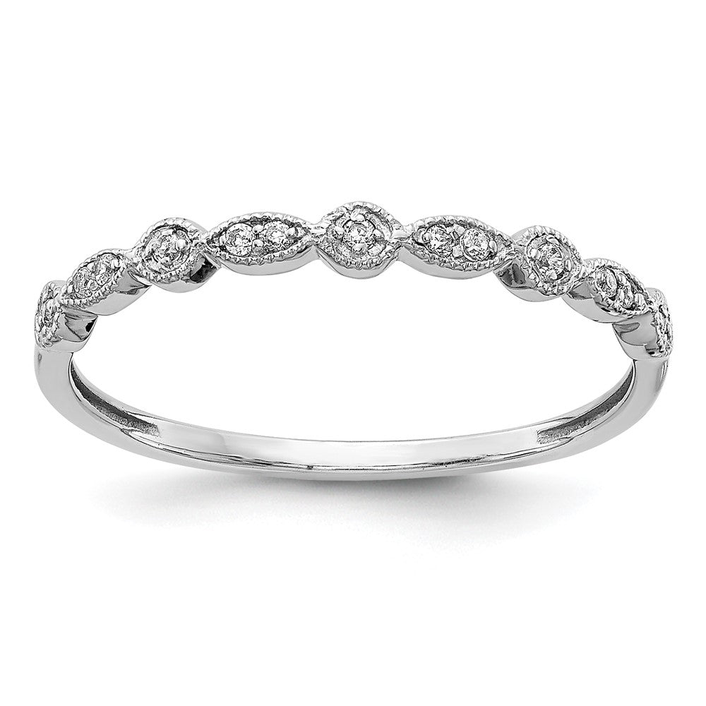 10K White Gold Diamond Fancy Band Size 6.75