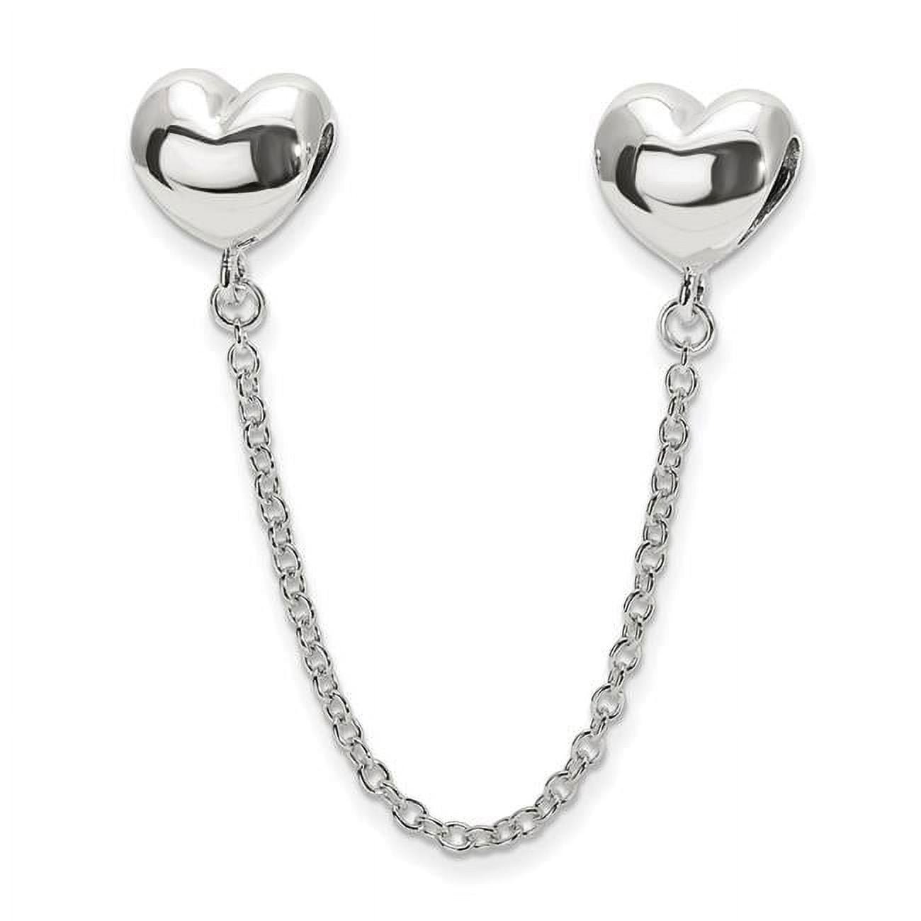 Sterling Silver Reflections Polished Hearts Safety Chain