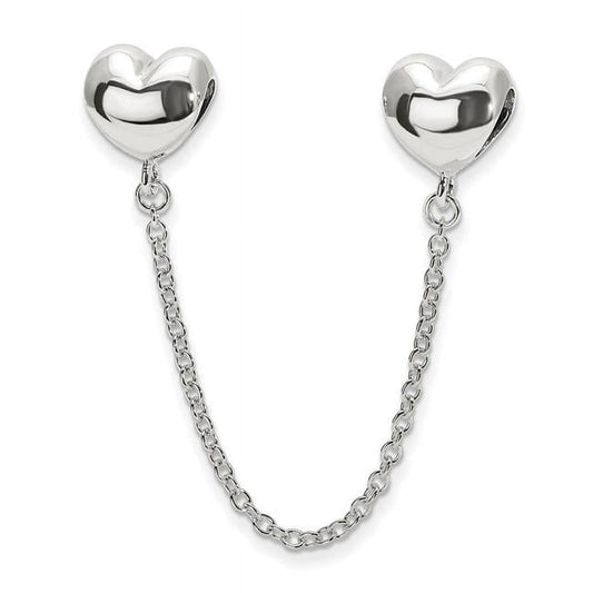 Sterling Silver Reflections Polished Hearts Safety Chain