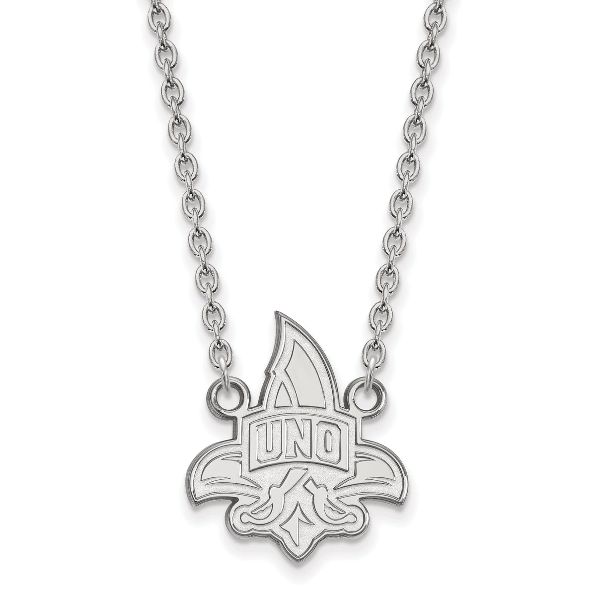 Sterling Silver LogoArt Official Licensed Collegiate 18in University of New Orleans (UNO) Large Pendant w/Necklace