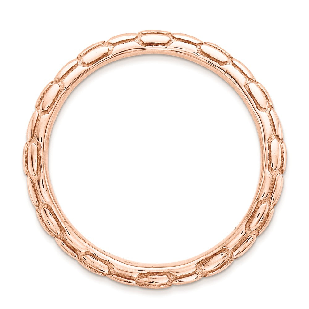 Sterling Silver Stackable Expressions Polished Pink-plate Wave Ring