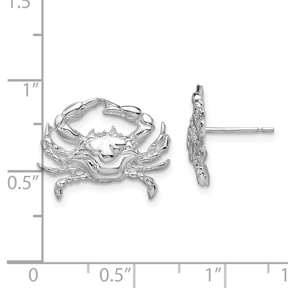 De-Ani Sterling Silver Rhodium-Plated Polished Blue Crab Post Earrings